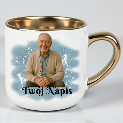 Kubek dla dziadka 400 ml ze złotym rantem | Elegancki personalizowany prezent