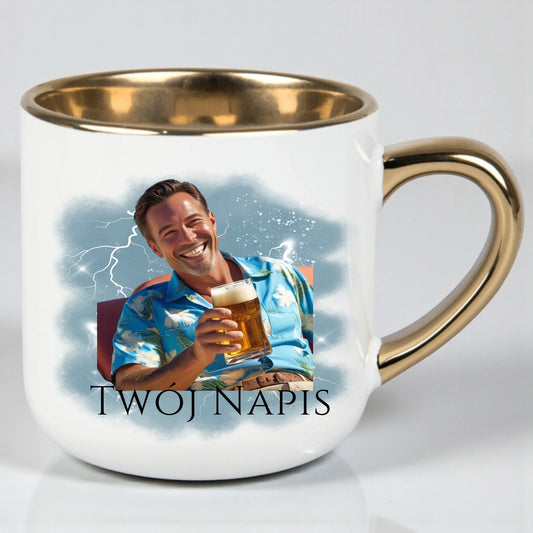 Kubek dla taty 400 ml ze złotym rantem | Elegancki personalizowany prezent