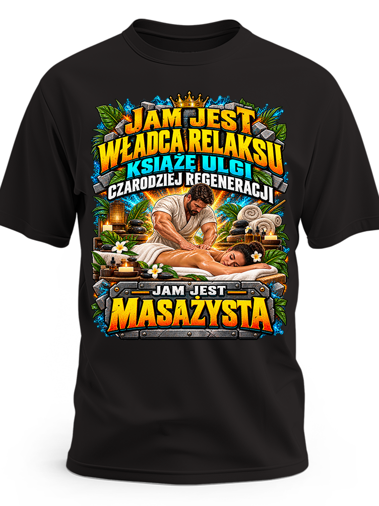 Koszulka dla masażysty – męska koszulka z nadrukiem z motywem zawodu
