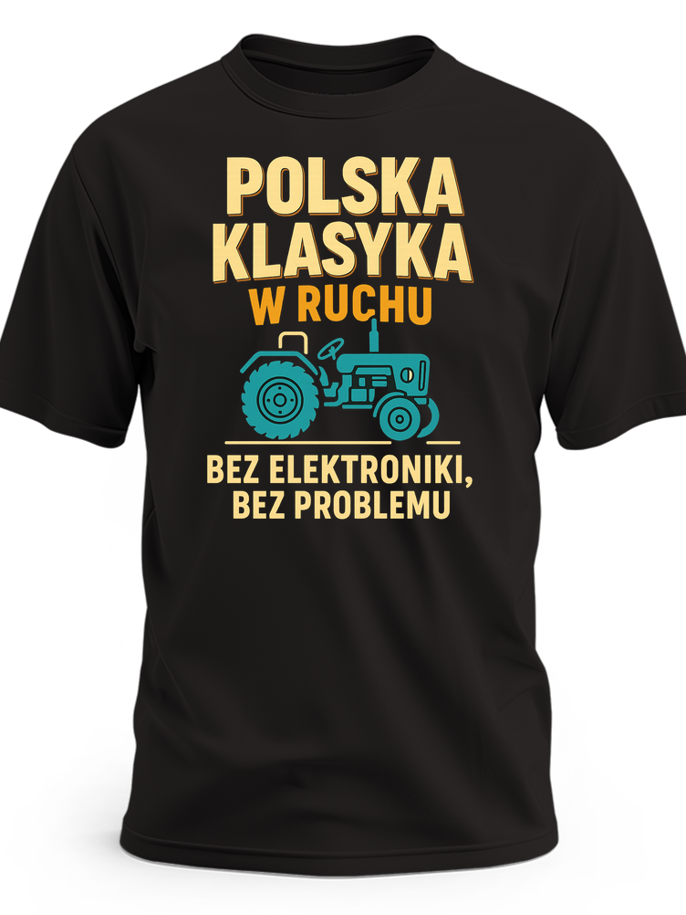 Koszulka z traktorem z napisem Polska Klasyka w ruchu PRL 