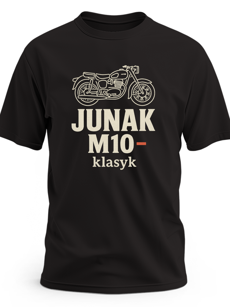 Koszulka z motorem Junak M10 dla fana starej motoryzacji PRL