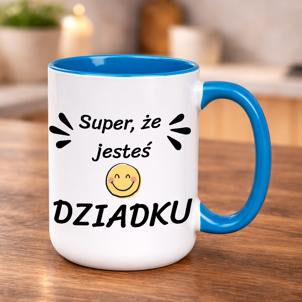 Prezent dla dziadka kubek z napisem super że jesteś dziadku