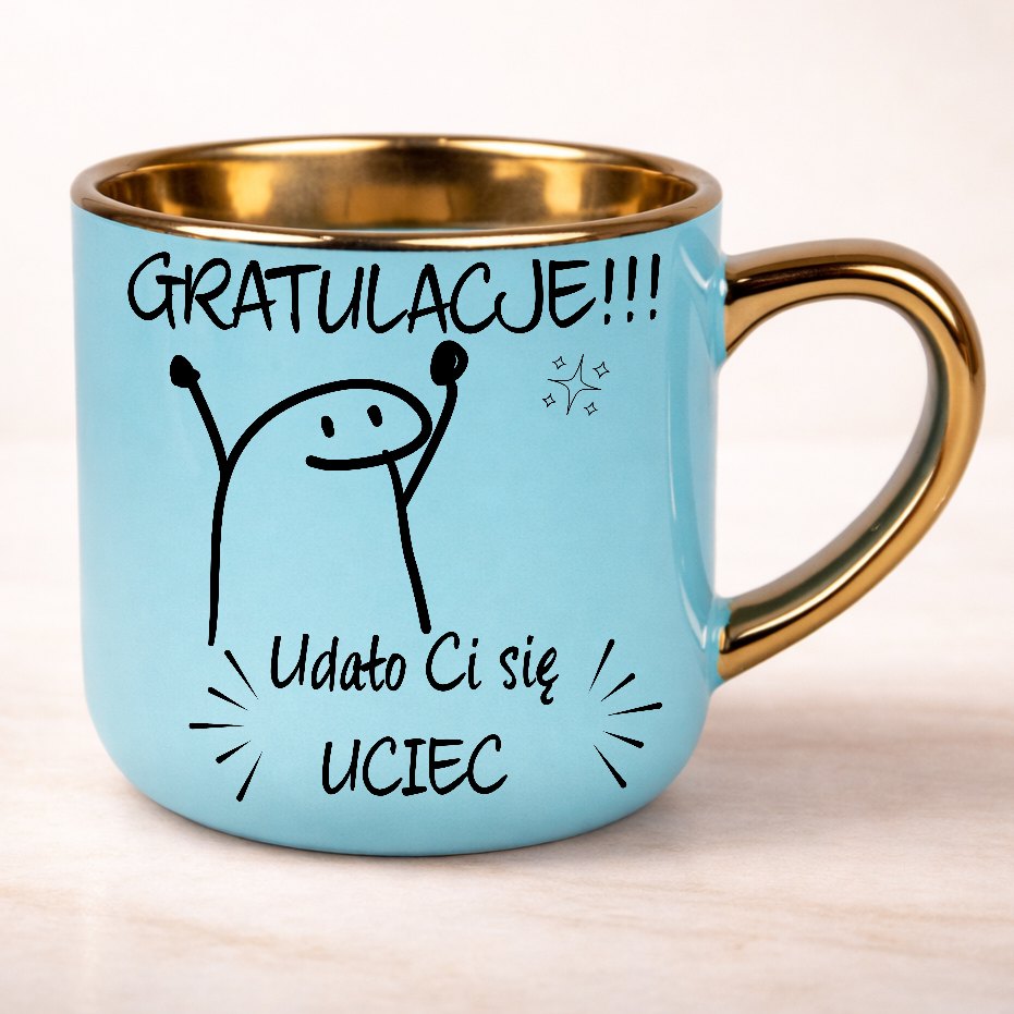 Kubek na odejście z pracy GRATULACJE UDAŁO CI SIĘ UCIEC