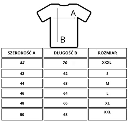 tabela rozmiarow Koszulka na 70 urodziny damska Żajebista 70 tka personalizowane prezenty